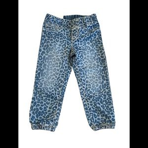 GAP KIDS NWT Girls Cheetah Leopard Jean Denim Joggers SZ XS STRETCH